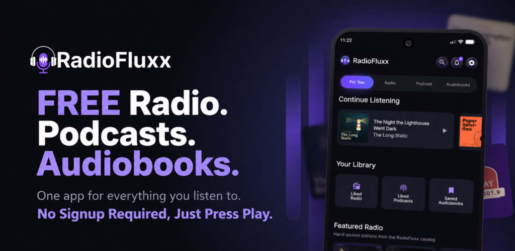 RadioFluxx Free Listening App Banner